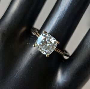 10K Gold Cushion Cut Moissanite Ring